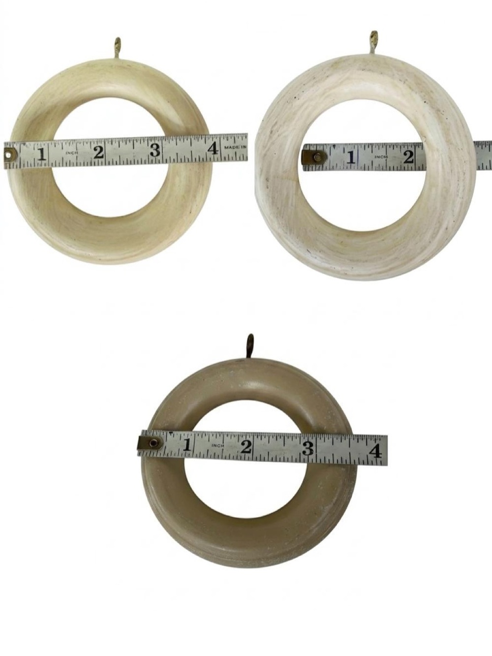 25 Kirsch 2 in WOOD DRAPERY RINGS /2 sets Ribbed and Smooth - Picture 5 of 8